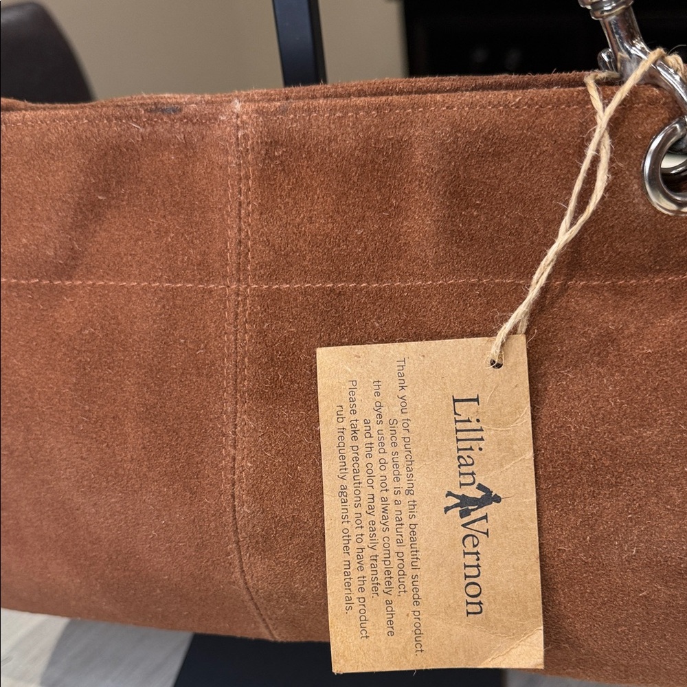 Lillian Vernon Brown Suede Shoulder Bag - Picture 3 of 10